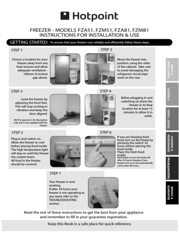Hotpoint FZM51 Freezer User Manual | Manualzz