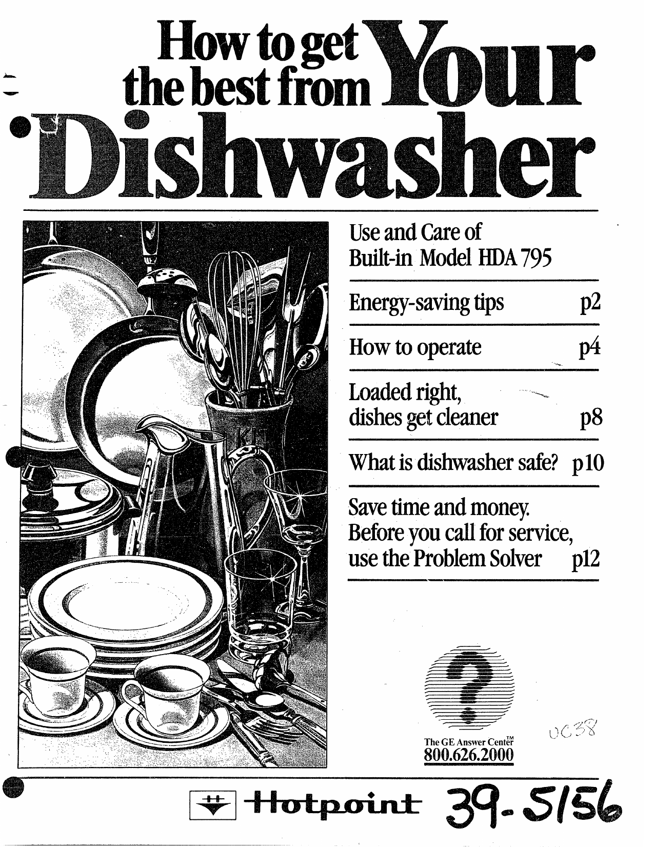 Hotpoint HDA795 Dishwasher User Manual | dishwasher