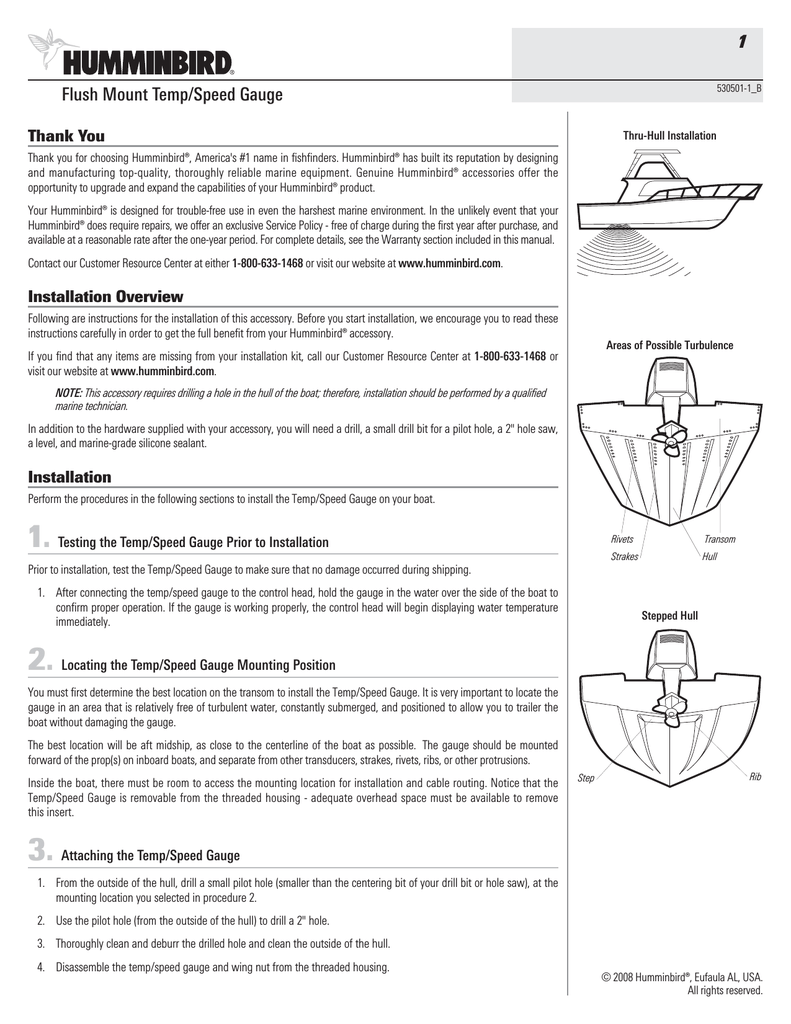 Hummingbird Fish Finder Installation Manual