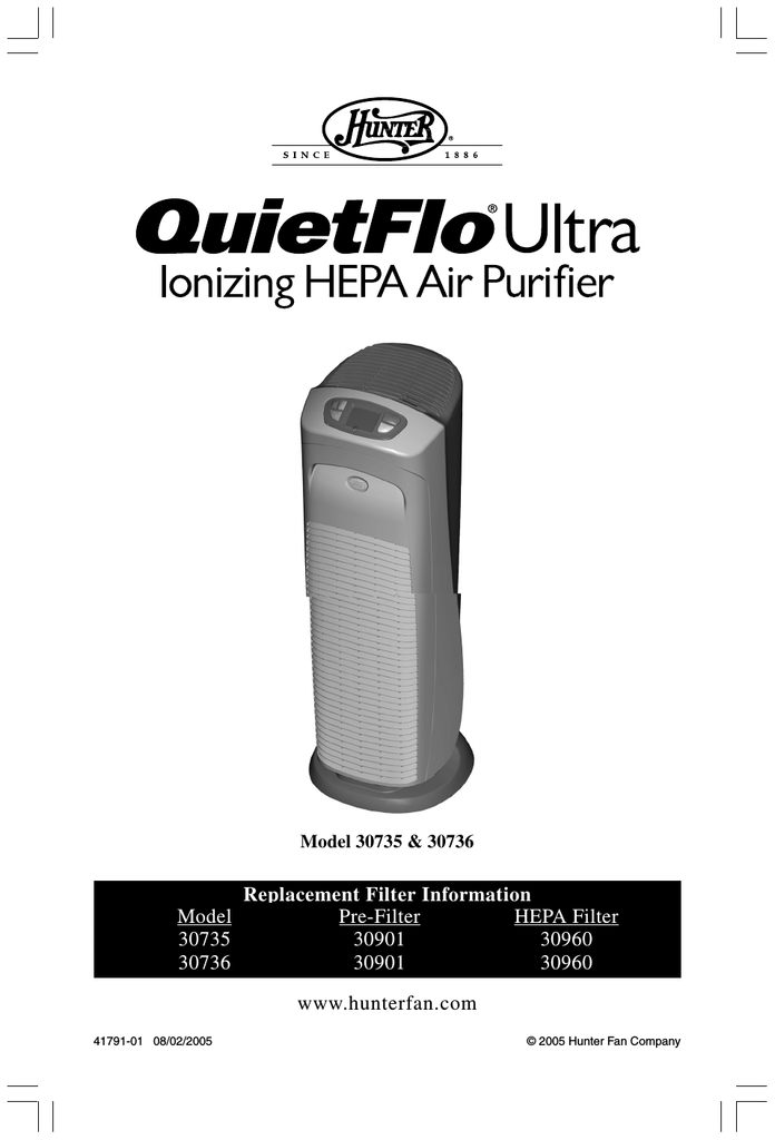 Hunter Fan 30735 Air Cleaner User Manual | Manualzz