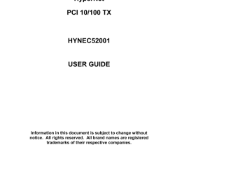 Hypertec PCI 10/100 TX Network Card User Manual | Manualzz