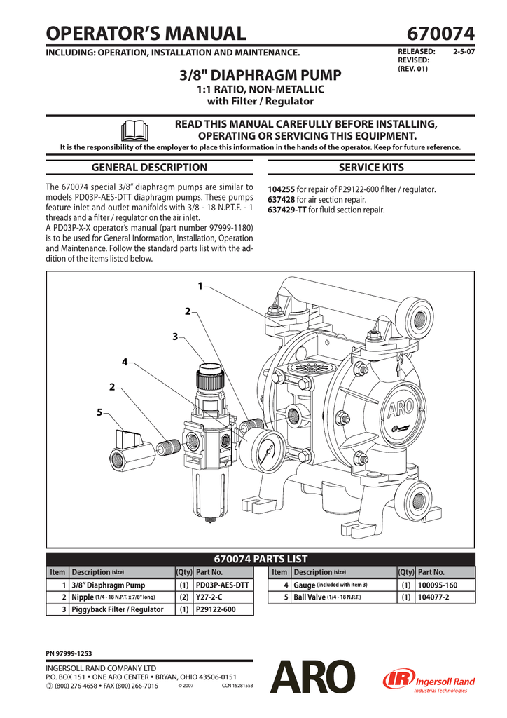IngersollRand 670074 Water Pump User Manual Manualzz