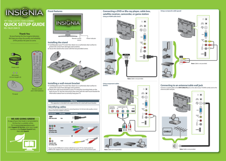 Insignia Ns 19ld1a13 Tv Dvd Combo User Manual Manualzz