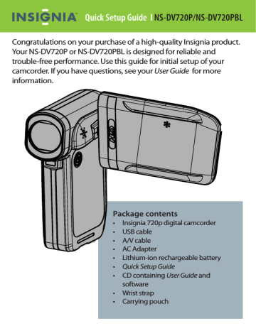 Insignia NS-DV720P Camcorder User Manual | Manualzz