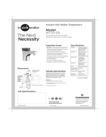 InSinkErator H770-SS Instant Hot Water Dispenser Manual | Manualzz