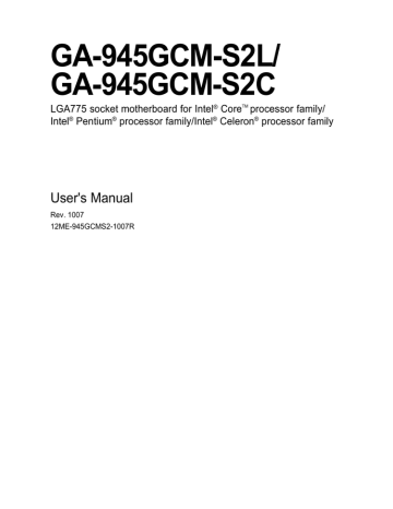 Gigabyte GA-945GCM-S2C User`s manual | Manualzz