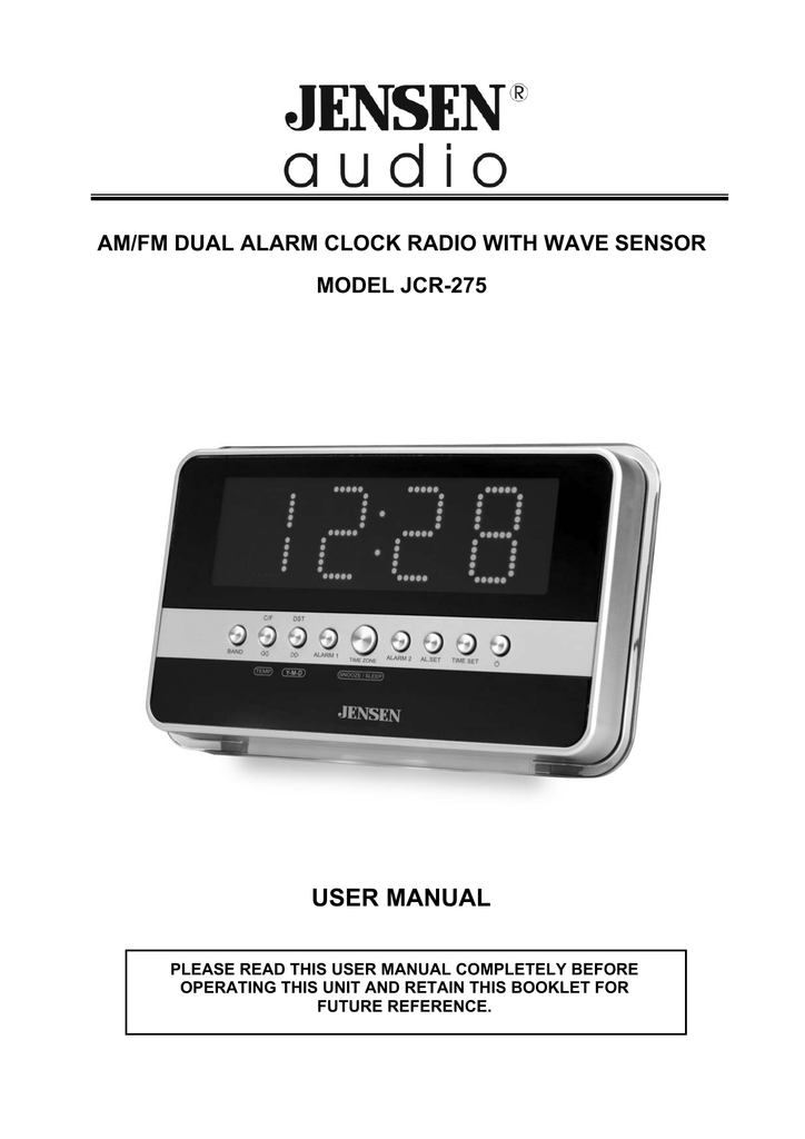 Jensen Dual Alarm Projection Clock Radio Manual Arm Designs