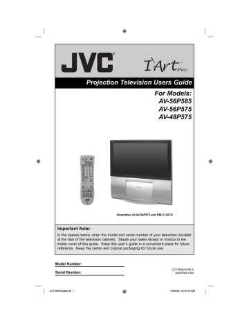 JVC 1004TNH-II-IM Projection Television User`s guide | Manualzz