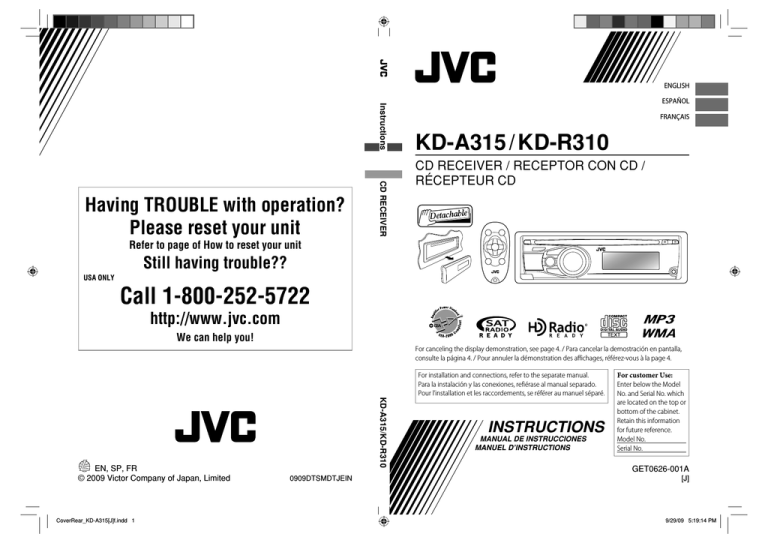 Jvc Kd R310 Car Stereo System User Manual Manualzz