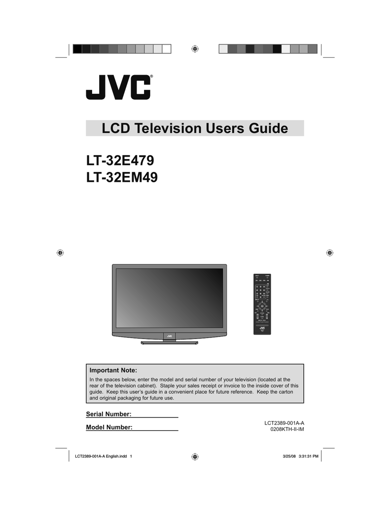 JVC LT-32E479 Flat Panel Television User Manual