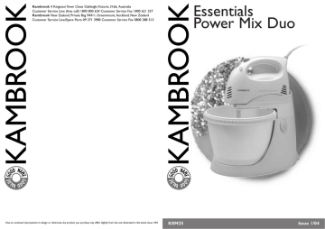 Kambrook KSM25 Music Mixer Operating instructions | Manualzz