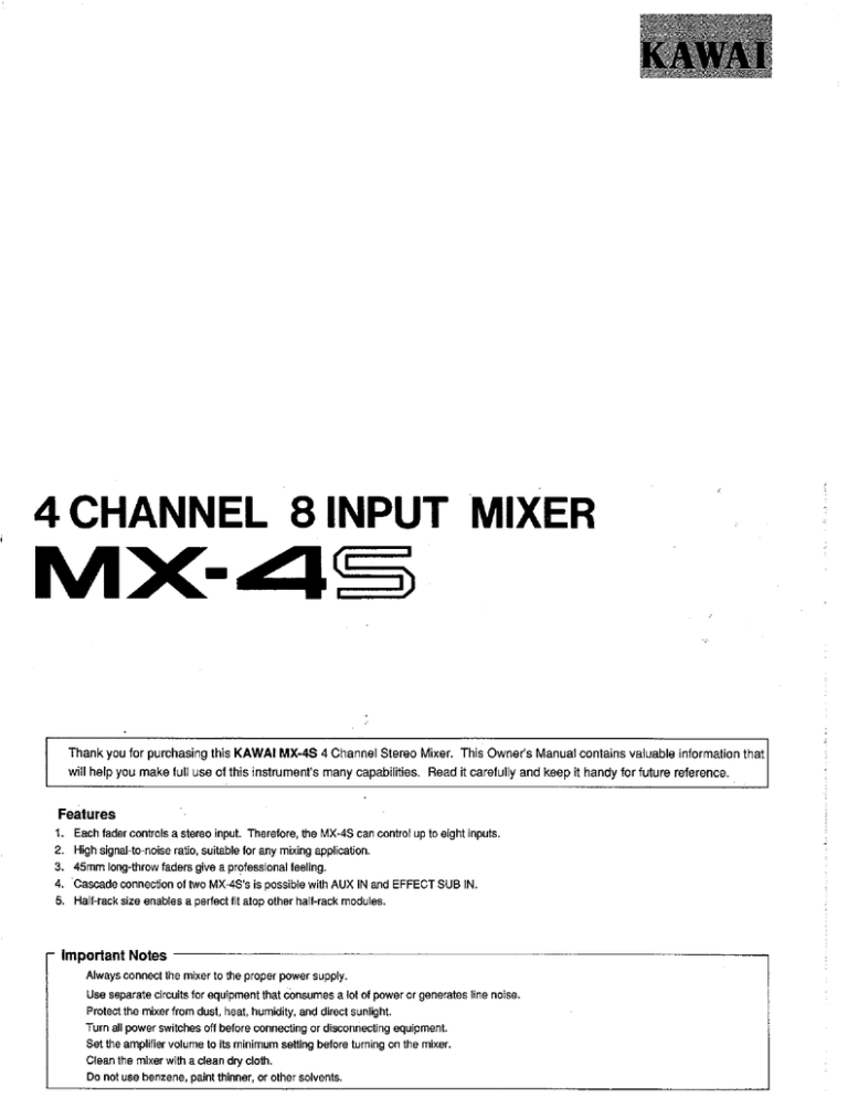 Kawai Mx 4s Music Mixer User Manual Manualzz