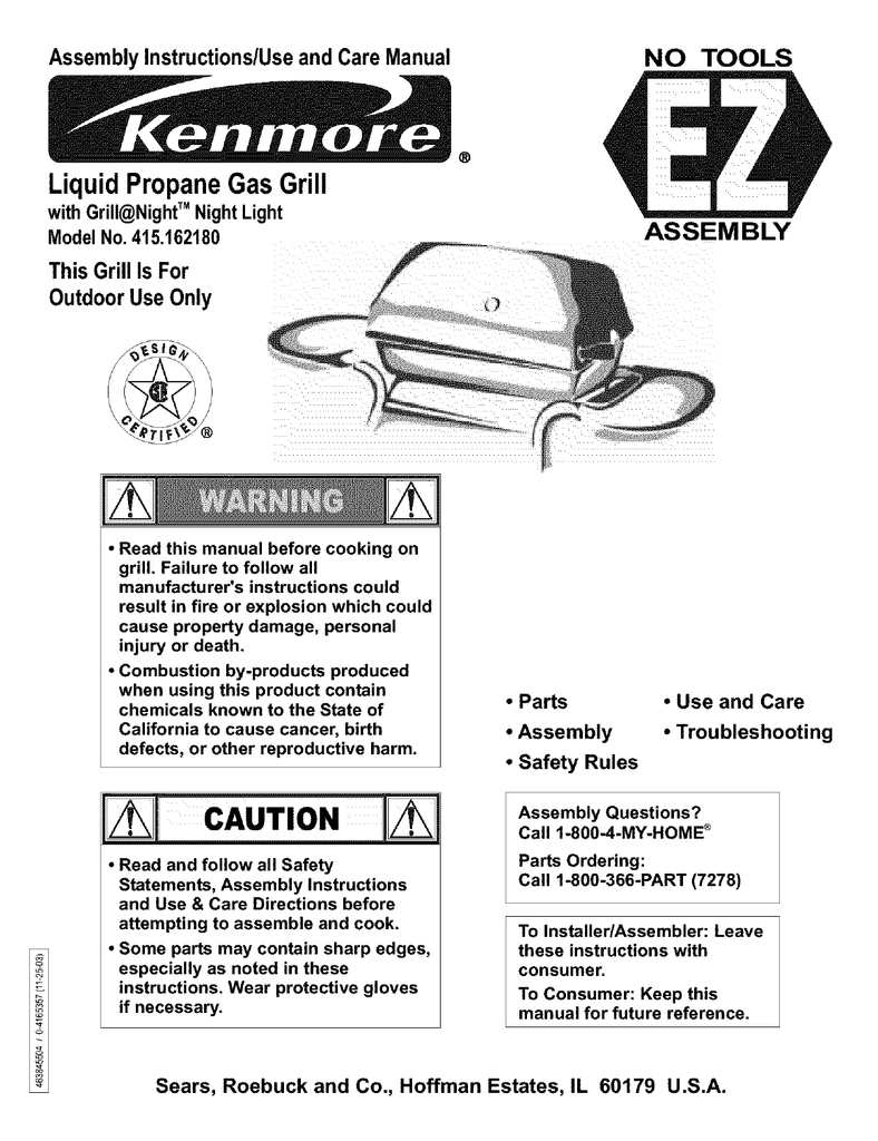 kenmore gas grill parts manual