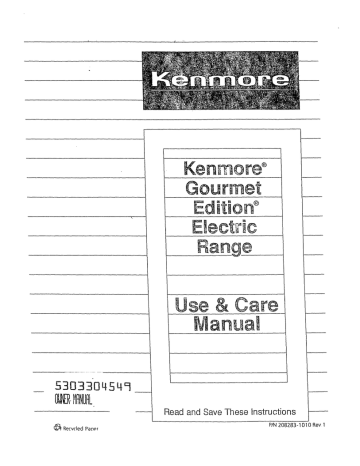 Kenmore 5303304549 Range Operating instructions | Manualzz
