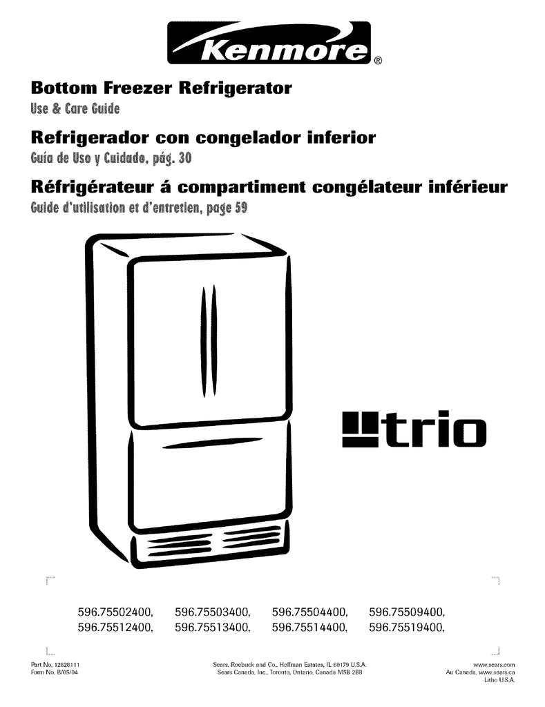 Kenmore 596.52673200 Refrigerator User Manual | Manualzz