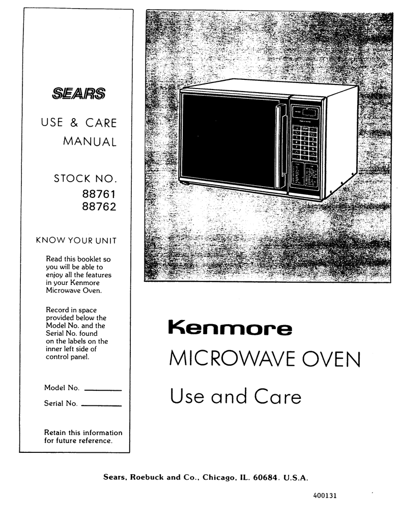 Kenmore 88761 Microwave Oven User Manual | Manualzz