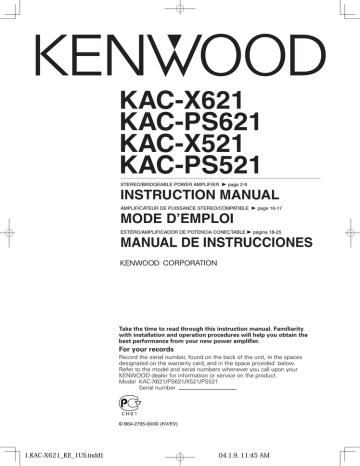 Etapa de Potencia • KAC-6406 Especificaciones • Kenwood