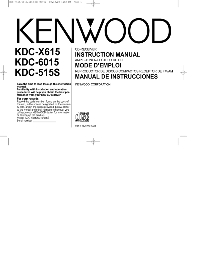 Kenwood Kdc 515s Car Stereo System User Manual Manualzz