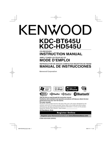 Kenwood KDC-BT645U, KDC-HD545U User manual | Manualzz Kenwood 16 Pin Wiring Harness Diagram Manualzz