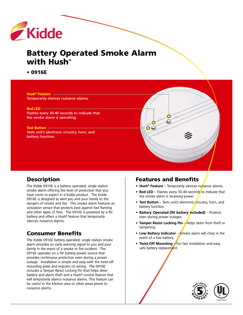 Kidde S1816 Smoke Detector User Manual