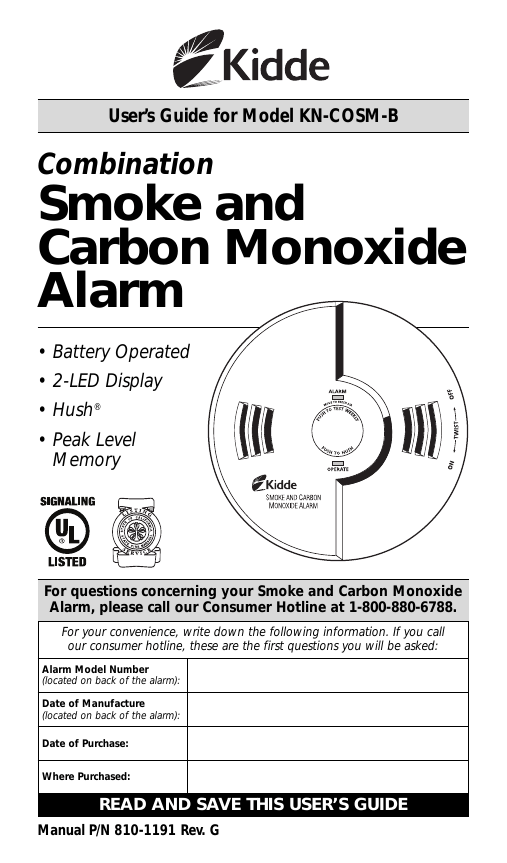 Kidde - Detector de monóxido de carbono y humo, funciona con pilas, alarma  combinada de humo y monóxido de carbono con alerta de voz