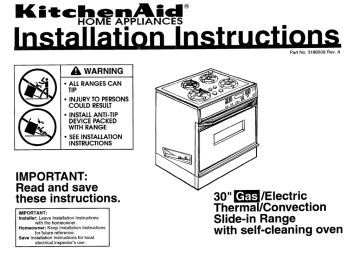 KitchenAid 3186508 Cooktop Installation instructions | Manualzz