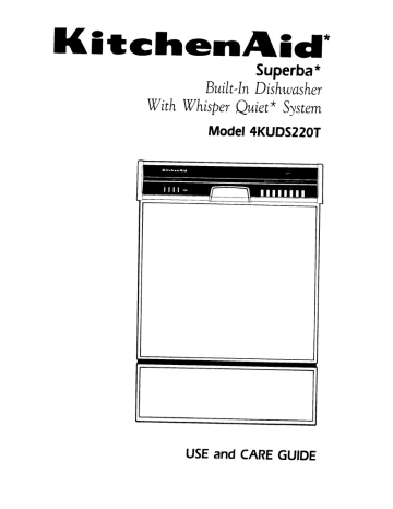 KitchenAid 4KUDS220T Dishwasher User Manual | Manualzz