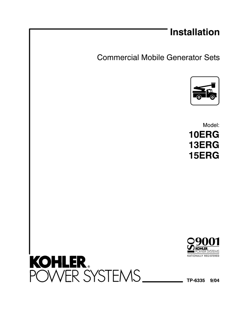 Kohler 10ERG Portable Generator User Manual | Manualzz