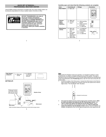 La Crosse Technology TX31U-IT Portable Radio Quick Setup Manual | Manualzz