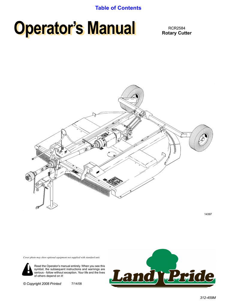 Land Pride RCR2584 Brush Cutter User Manual Manualzz