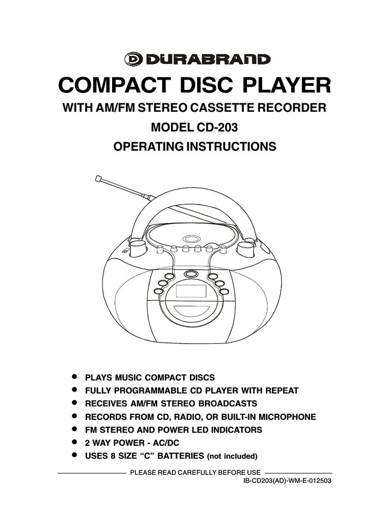 Durabrand Cd 3 User Manual Manualzz