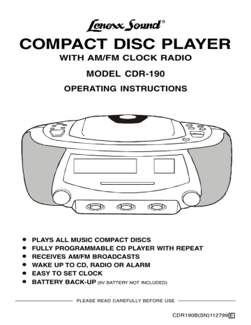 Lenoxx Electronics CDR-190 CD Player Operating instructions | Manualzz