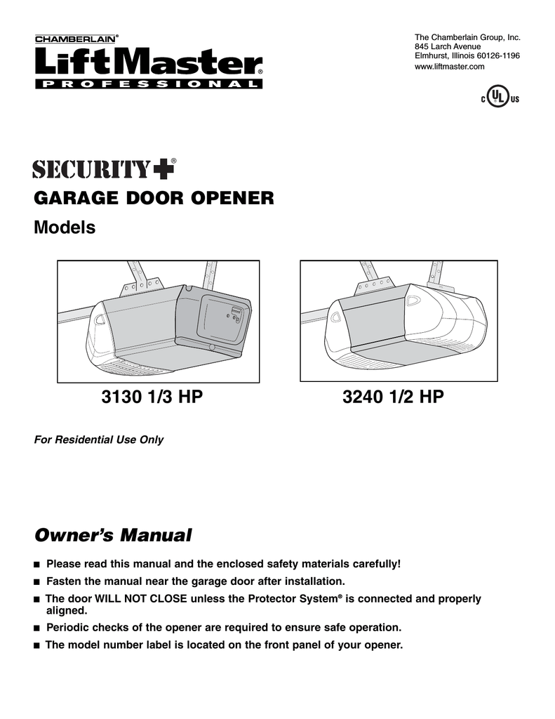 Liftmaster Professional 13 Hp Garage Door Opener Manual