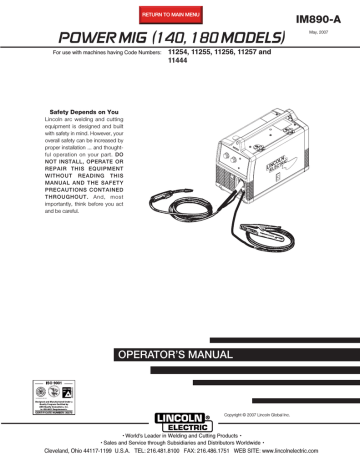 Lincoln Electric 180, 140 User manual | Manualzz