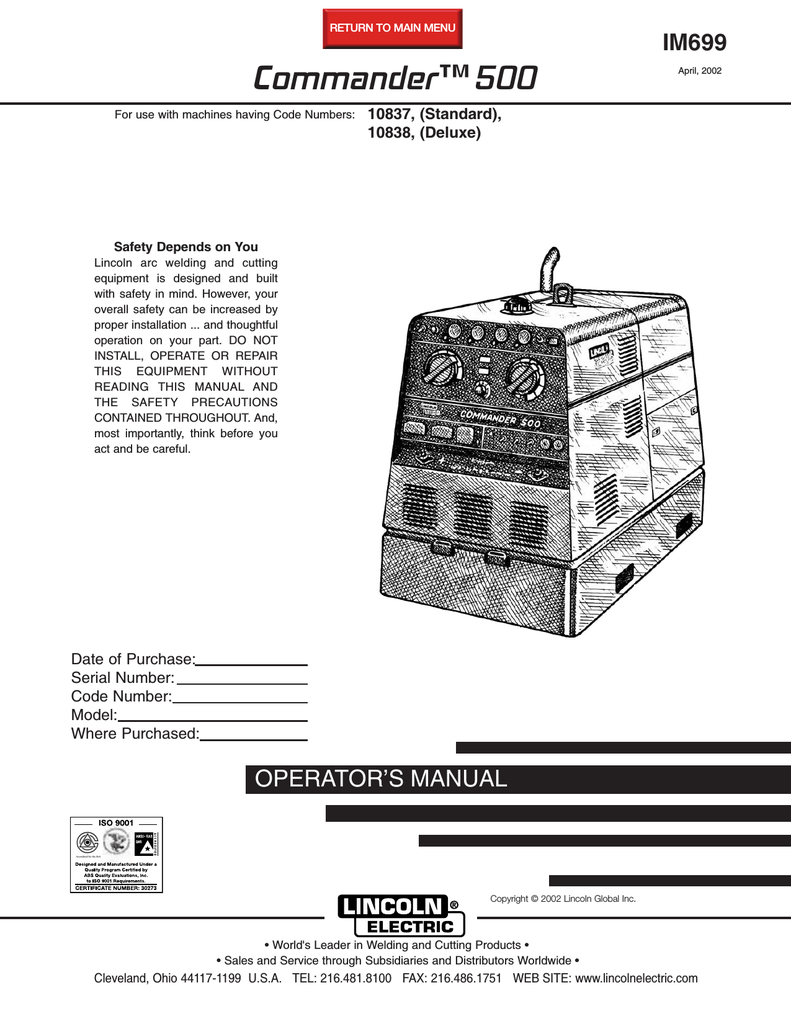 Lincoln Welder Serial Number Chart