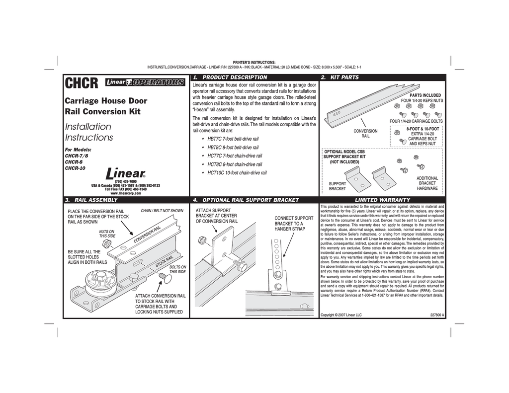 Linear Chcr 10 Garage Door Opener User Manual Manualzz