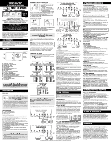 Lux Products DMH110 Thermostat Operating Instructions | Manualzz