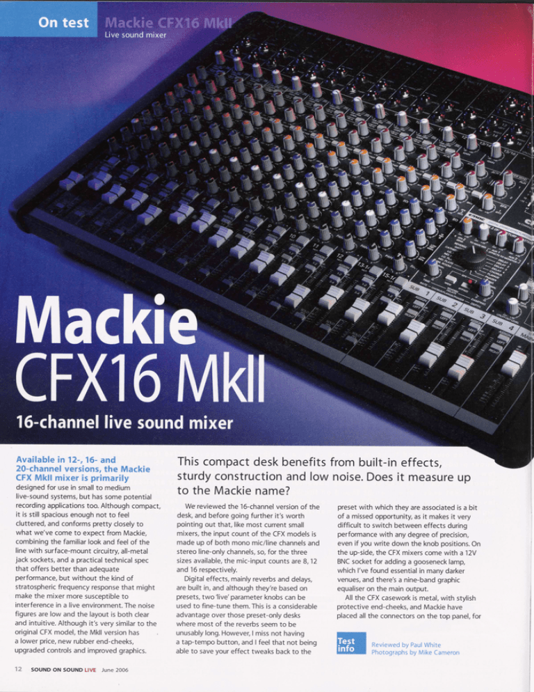 Mackie CFX16 MkII Music Mixer User Manual Manualzz