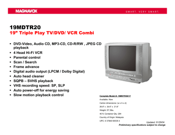 Magnavox 19mdtr17 Tv Vcr Combo User Manual Manualzz