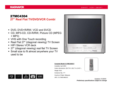 Magnavox 27mc4304 17 Tv Vcr Combo User Manual Manualzz