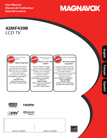 Magnavox 42MF439B Flat Panel Television User Manual | Manualzz