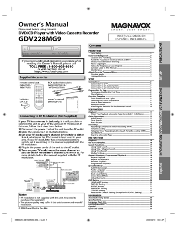 Magnavox Gdv228mg9 Dvd Vcr Combo User Manual Manualzz