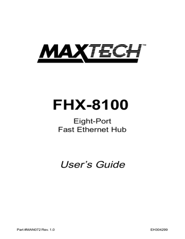 MaxTech FHX-8100 Switch User`s guide | Manualzz