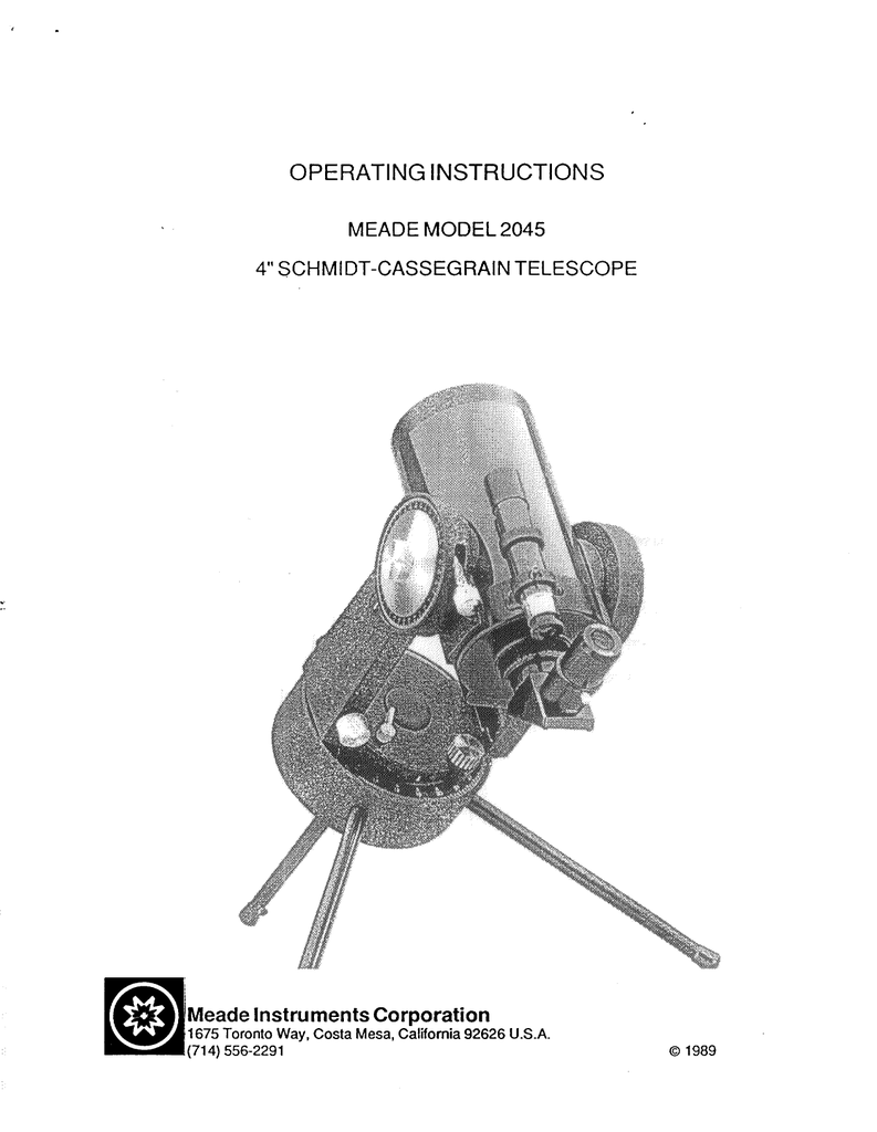 Meade 2045 Telescope User Manual | Manualzz