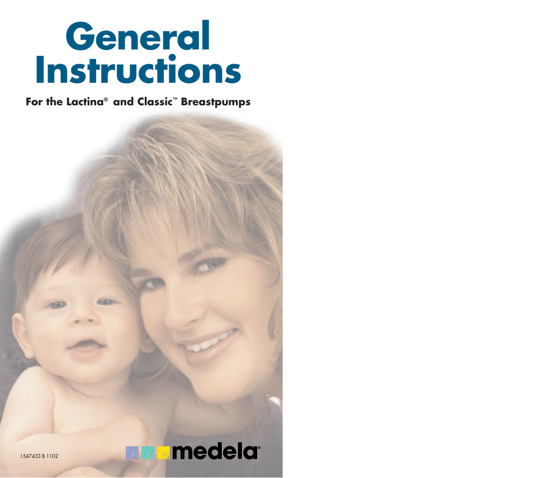 Medela Lactina and Classic Breast Pump General Instructions Breast Pump