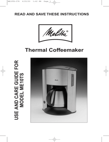 Melitta Me10ts User Manual Manualzz