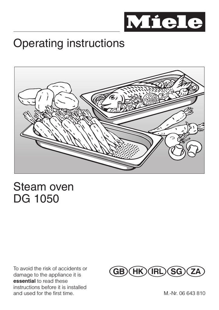 Miele DG 1050 Oven User Manual Manualzz