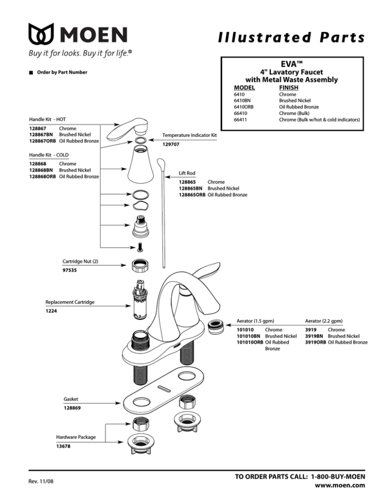 Moen 6410BN, EVA2-PACKORB, 6410, EVA2-PACKCH Product information | Manualzz