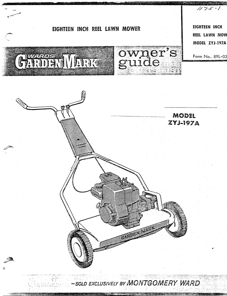 Montgomery Ward ZYJ-197A Lawn Mower User Manual | Manualzz