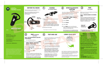 Motorola H670 Bluetooth Headset User 